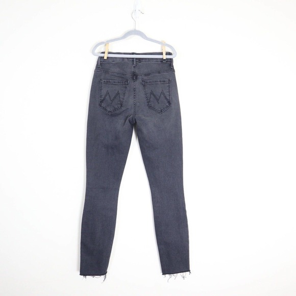 MOTHER Size 23 High Waisted Looker Ankle Fray Jeans Lighting Up Lanterns Black - Picture 7 of 11